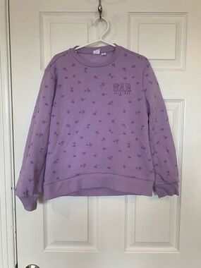 GAP Kids Purple Floral Crewneck Sweatshirt - Size L (10/12)